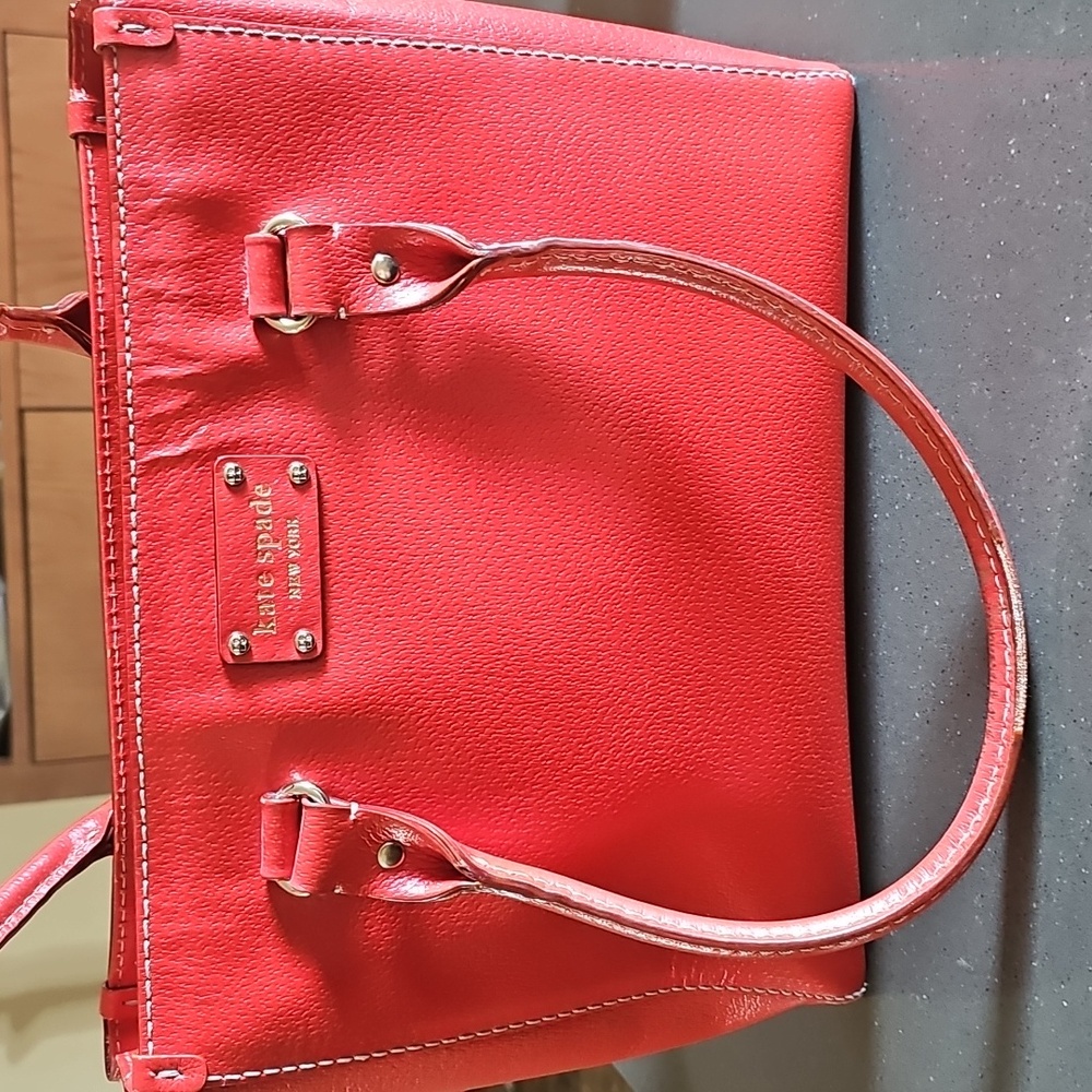 vintage red leather tote bag Elena Wellesley Kate spade